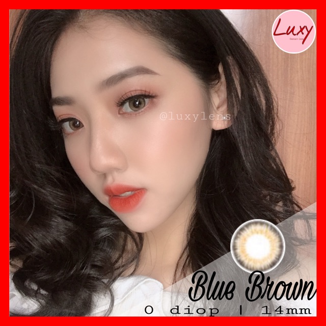 [ Ảnh Thật ] Lens Blue Brown 14mm 0 Độ LUXY LENS HÀN QUỐC - CAM KẾT CHẤT LƯỢNG - Có Bảo Hành