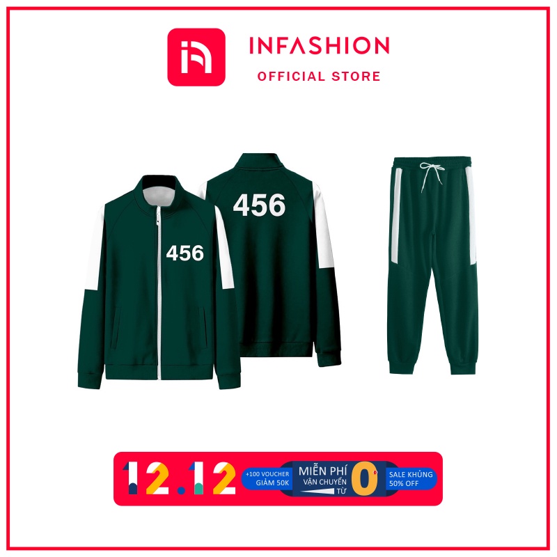 Bộ nỉ Squid game form rông trò chơi con mực chất nỉ dày đinh lương 500gsm