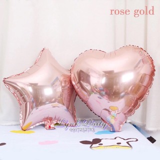 Bóng trái tim màu rose gold/ bóng ngôi sao màu hồng gold