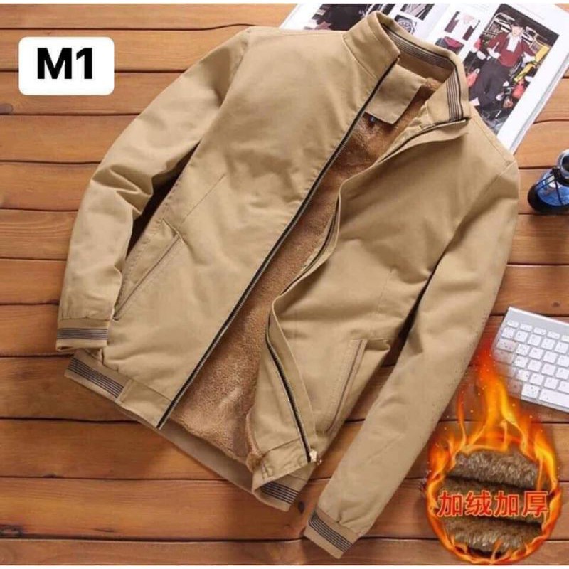 Áo khoác nam vải kaki dày bên trong lót lông mặc ấm