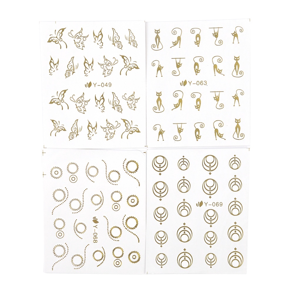 30 Miếng Dán Móng Hình Nhện Màu Vàng / Bạc