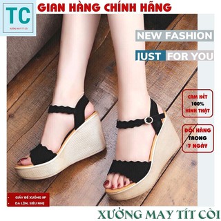 giày đế xuồng💚giày nữ ,Giày cao gót 9 phân đế xuồng bản gợn sóng XƯỞNG MAY TÍT CÒI