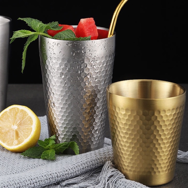 Cốc Inox vàng SUS 304 cao cấp không ăn mòn | Ly 2 lớp cách nhiệt dùng cho nhà hàng, khách sạn mẫu mới 2022