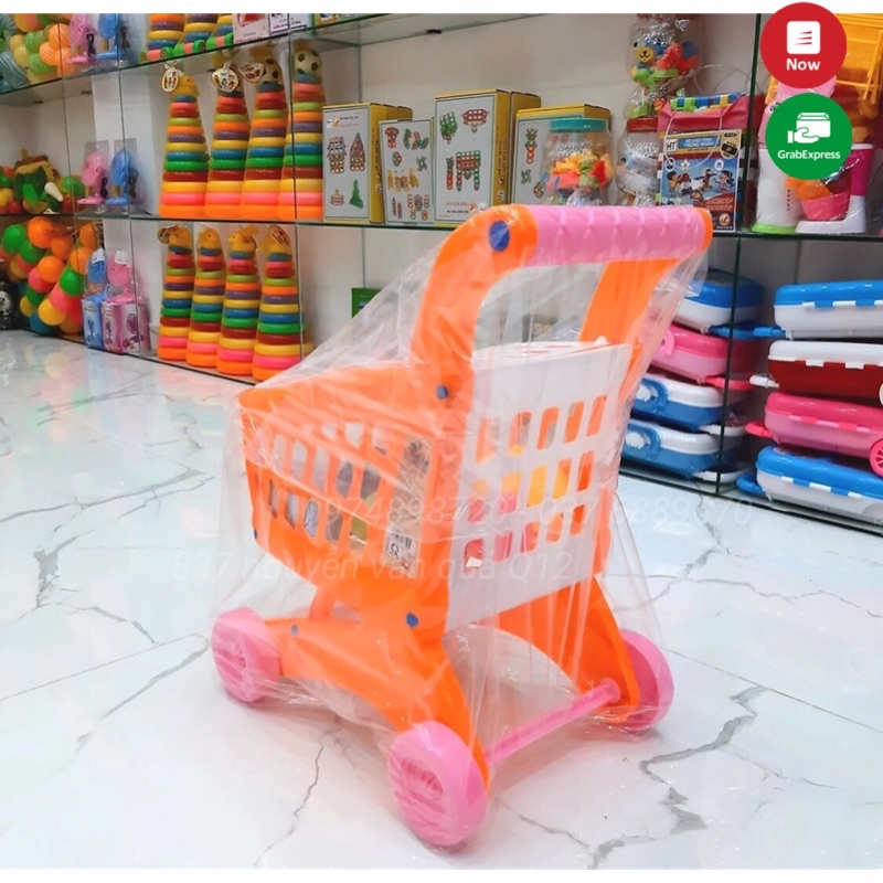 [Hàng VN - Nhựa tốt][Cao 51cm] Đồ chơi xe đẩy siêu thị cho bé kèm trái cây HT7880, Tập đi, nấu ăn, nhà bếp