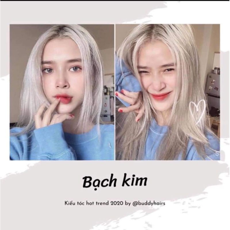 combo nhuộm màu bạch kim kèm oxi dưỡng và găng tay