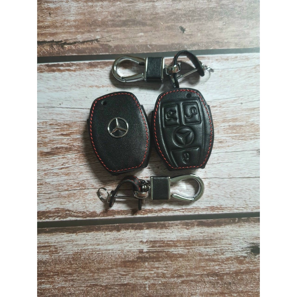 Bao Da Chìa Khóa Xe Mercedes (Da Thật) Logo 3D
