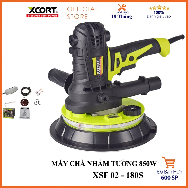 Máy chà nhám tường 850W XCORT Máy chà tường tặng kèm giấy nhám Bảo hành chính hãng 12 tháng