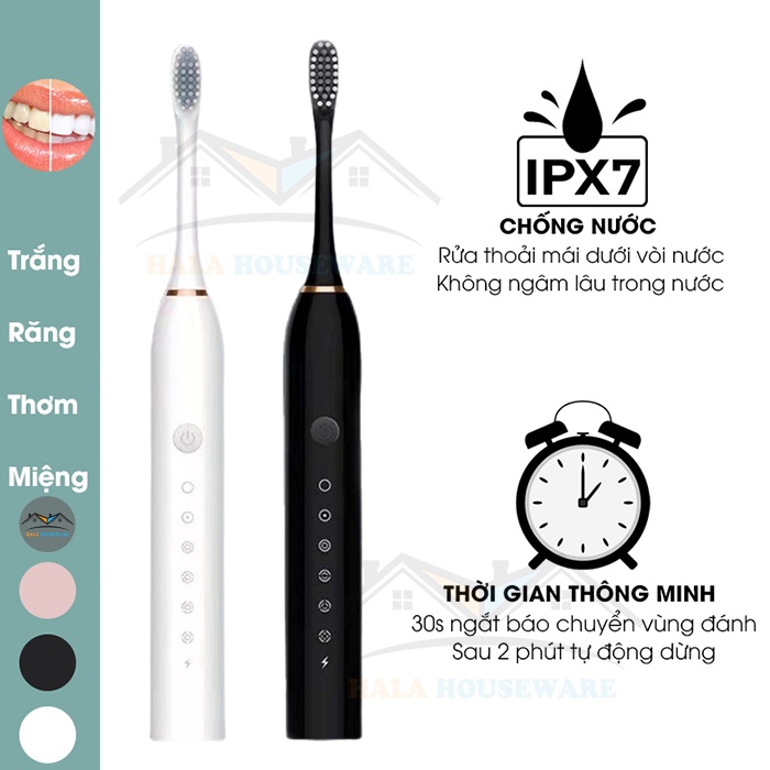 Bàn Chải Điện Tự Động SONIC X3 - Hoàn Toàn Tự Động, 6 Chế Độ Chăm Sóc Răng, Lông Chải Dupont Siêu Mềm