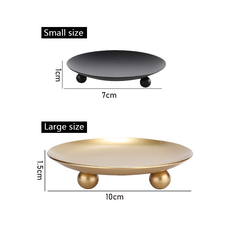 Đĩa Đựng Nến Bằng Sắt Màu Vàng &amp; Đen Cổ Điển Trang Trí Bàn / Khay Đựng Đèn Cầy / Giáng Sinh / Năm Mới