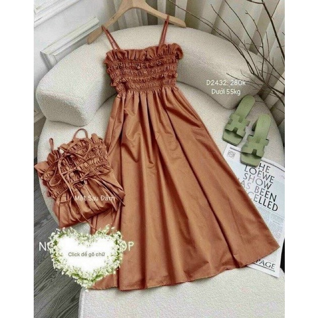 Đầm Maxi 2 Dây Chun Ngực Bigsize 50kg Đến 100kg