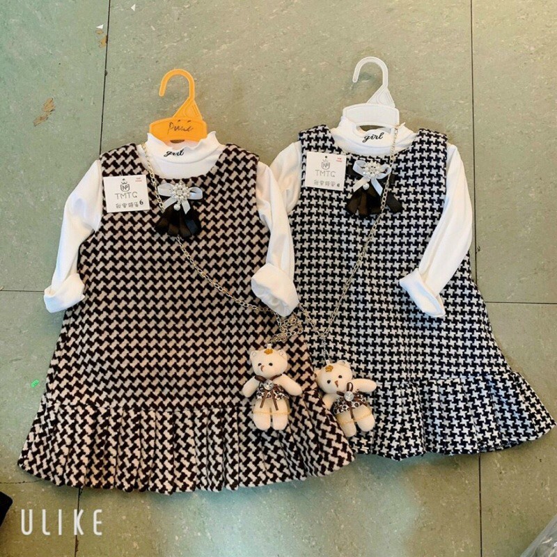 váy dạ kèm gấu cho bé