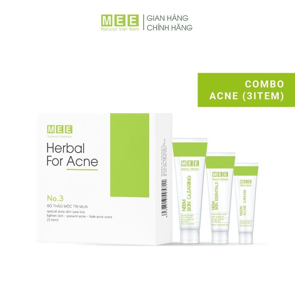 Bộ Thảo Mộc Ngừa Mụn - Herbal ACNE (3 item) Ngừa Mụn, Giảm Thâm Mụn - MEE NATURAL