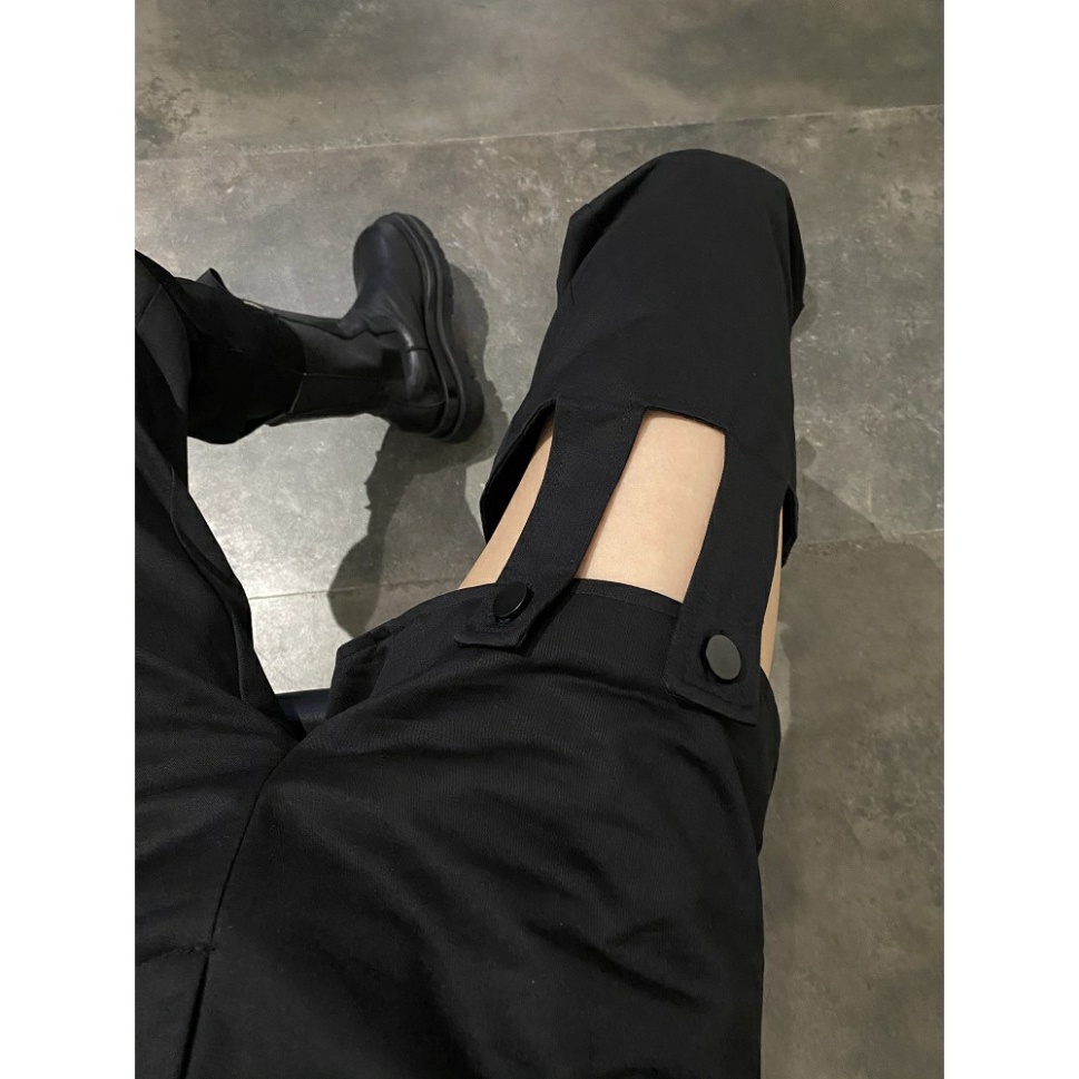 Quần jogger hở đùi dây nối ống suông sexy, quần nhảy hiphop phong cách Châu Âu