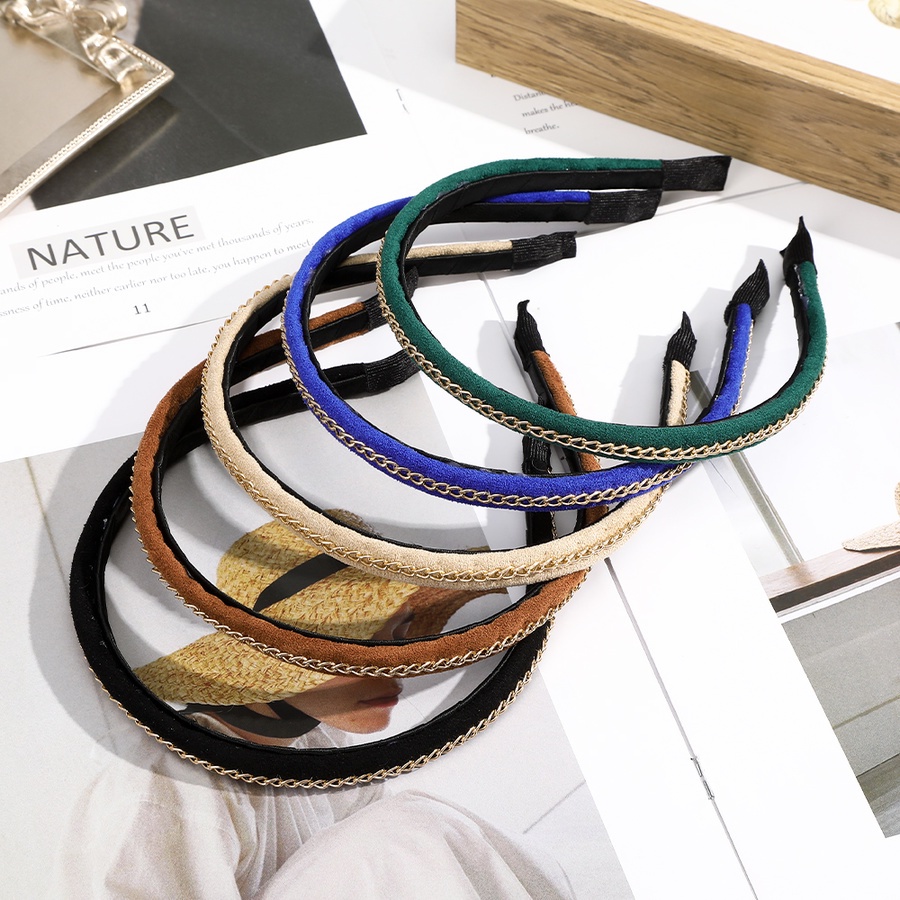 Băng đô vải da lộn phối xích phong cách hàn quốc cho nữ