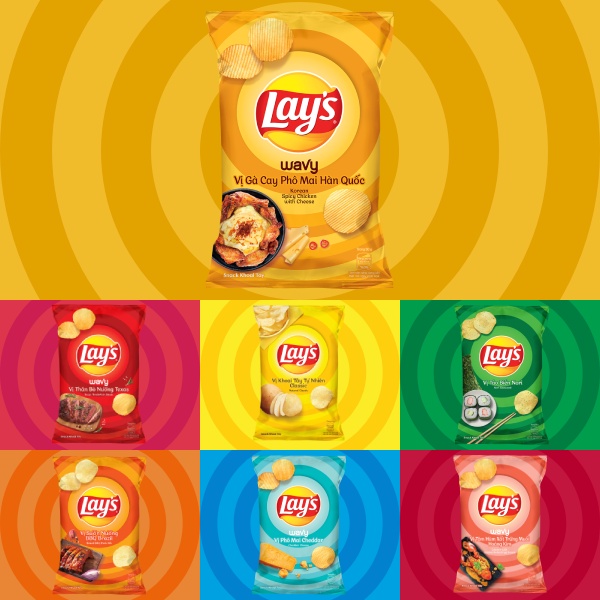 Combo 4 Snack Khoai Tây Lay's vị Gà Cay Phô Mai Hàn Quốc 95g