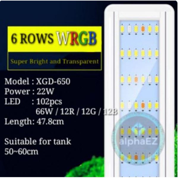 Đèn led siêu sáng WRGB thế hệ mới 6 hàng bóng chuyên dụng cho bể cá cảnh thủy sinh- đèn led bể cá giá tốt nhất