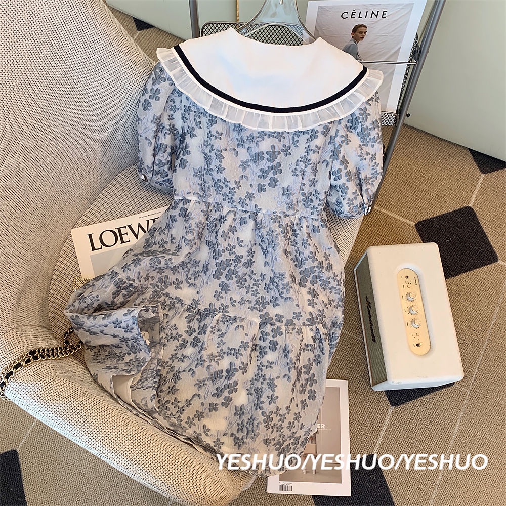 Đầm Tay Phồng Ôm Eo In Họa Tiết Hoa Phong Cách Mới Thời Trang Mùa Hè Xinh Xắn Cho Nữ