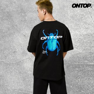 Áo thun local brand chính hãng ONTOP tay lỡ form rộng màu đen - Blue Khepri