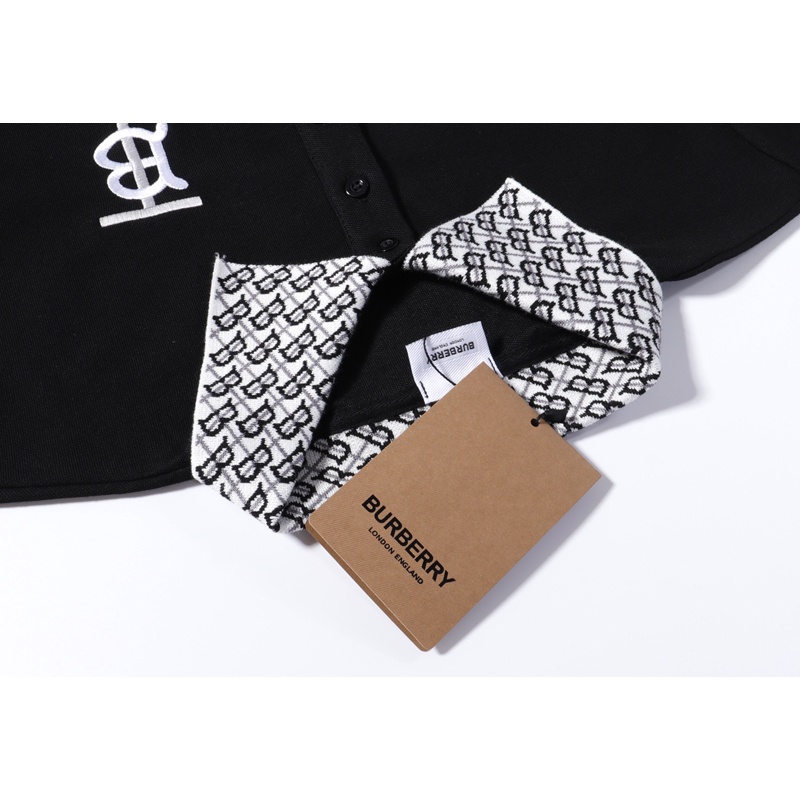 Áo polo tay ngắn thêu chữ phong cách BURBERRY TB tùy chọn màu sắc