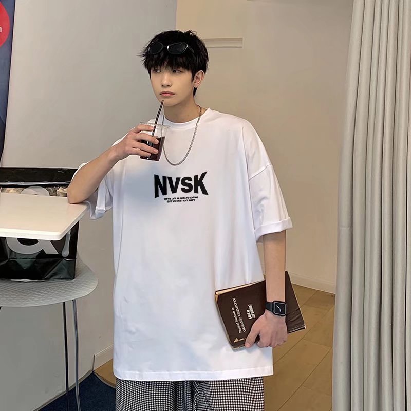 Áo Thun Tay Ngắn Cổ Tròn In Hình Đơn Giản Phong Cách Hàn Quốc Thời Trang Cho Nam