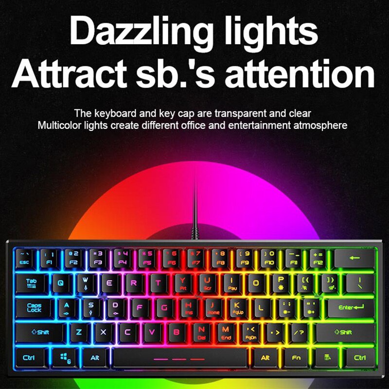 Bàn Phím Cơ Máy Tính FV-61 Led RGB 3 Chế Độ Khác Nhau Chơi Game Dùng Văn Phòng Cực Đã