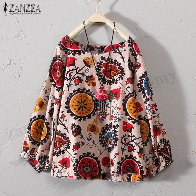 Áo kiểu tay lửng in họa tiết hoa thời trang cho nữ | BigBuy360 - bigbuy360.vn