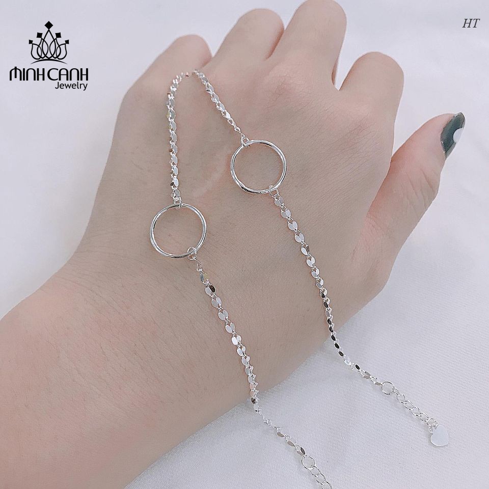 Lắc Tay Bạc Nữ Dạng Mắt Xích Hoạt Tiết Hình Tròn - Minh Canh Jewelry