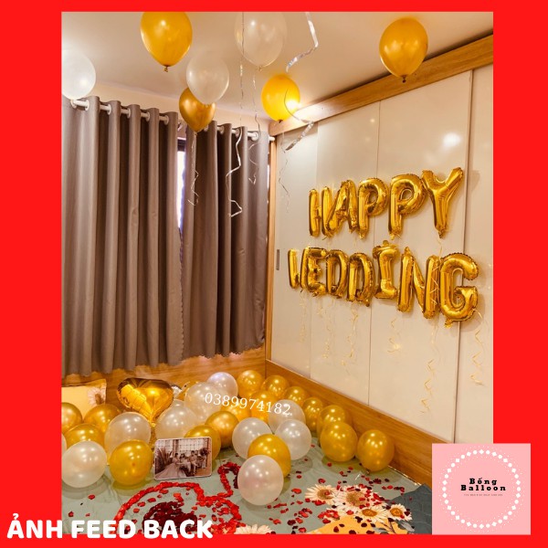 HAPPY WEDDING ❤️FREESHIP❤️ Bộ Bóng chữ happy wedding trang trí phòng cưới,lễ cưới, đám cưới❤️Rẻ Đẹp