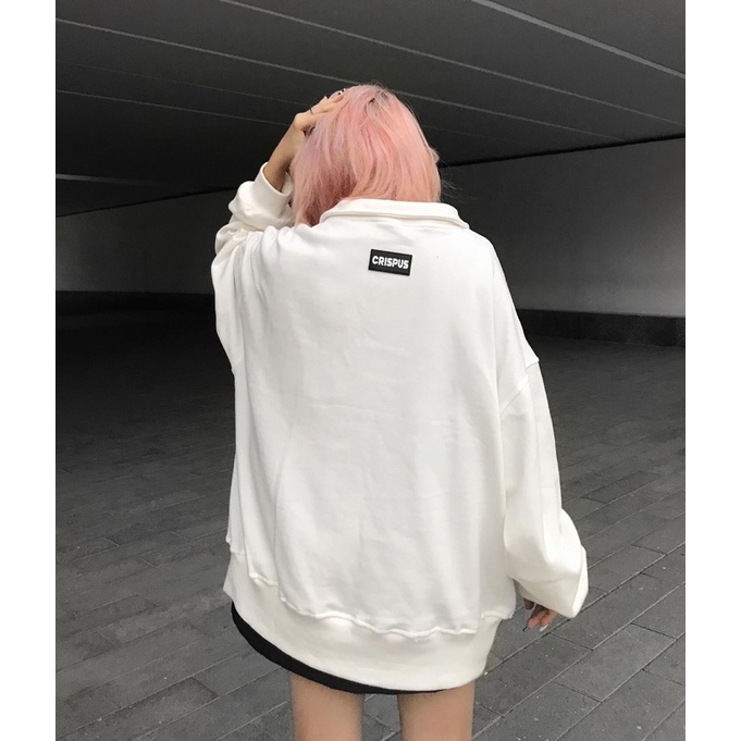 ÁO HALF ZIP SIMPLE TRẮNG