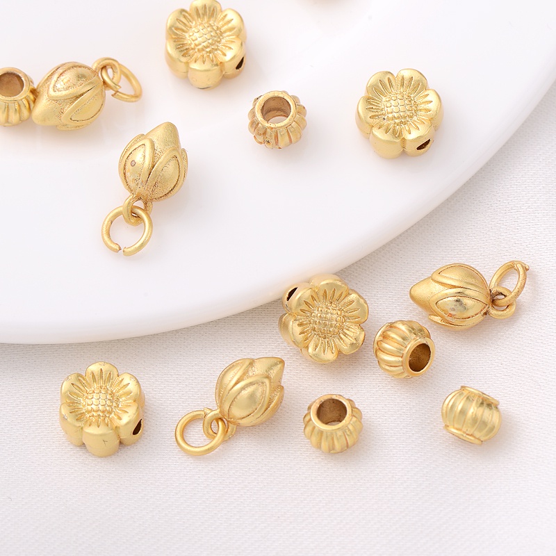 Hạt Xâu Chuỗi Hình Bông Hoa Nhỏ Màu Vàng 18K Chất Lượng Cao diy