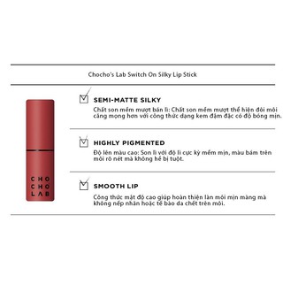Son Thỏi Lì Chocho's Lab Switch On Silky Lip Stick 1.4g