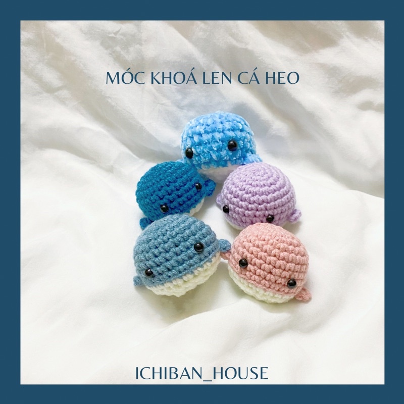 Móc khoá len Cá Heo handmade nhiều màu