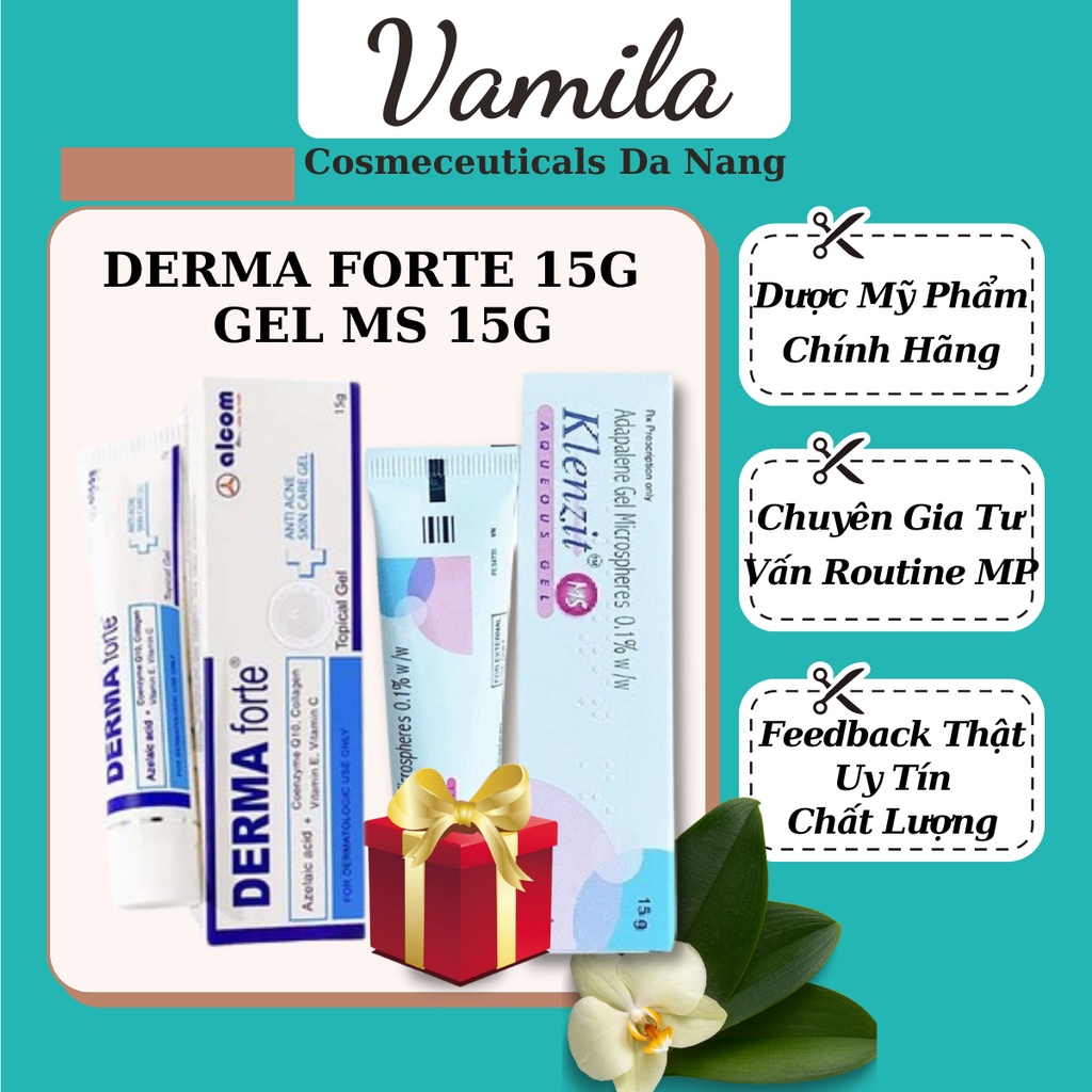 Derma Forte - MS Gel 15g Chính Hãng Giảm Mụn Trứng Cá, Ngừa Thâm, Mờ Sẹo, Dưỡng Da - Vamila Cosmeceuticals Da Nang