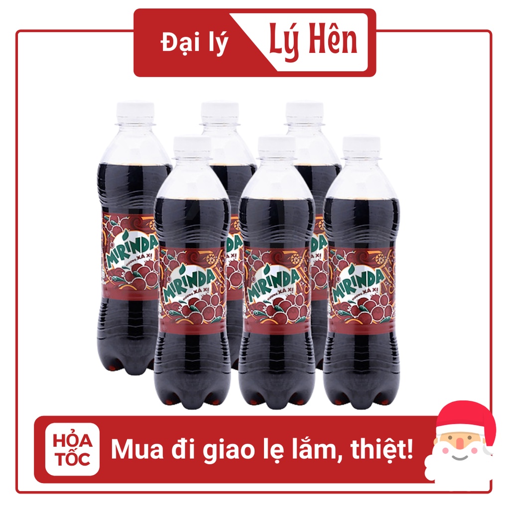 Lốc 6 Chai Nước Ngọt Có Gas Mirinda Vị Xá Xị Soft Drink Chai Nhựa PEP 390ml Date Luôn Mới