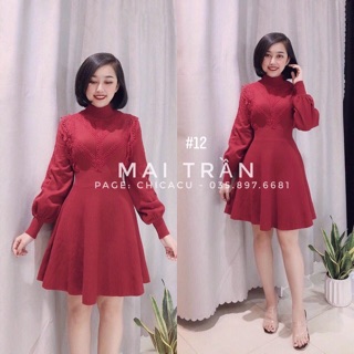 Váy len xoè quảng châu siêu xinh
