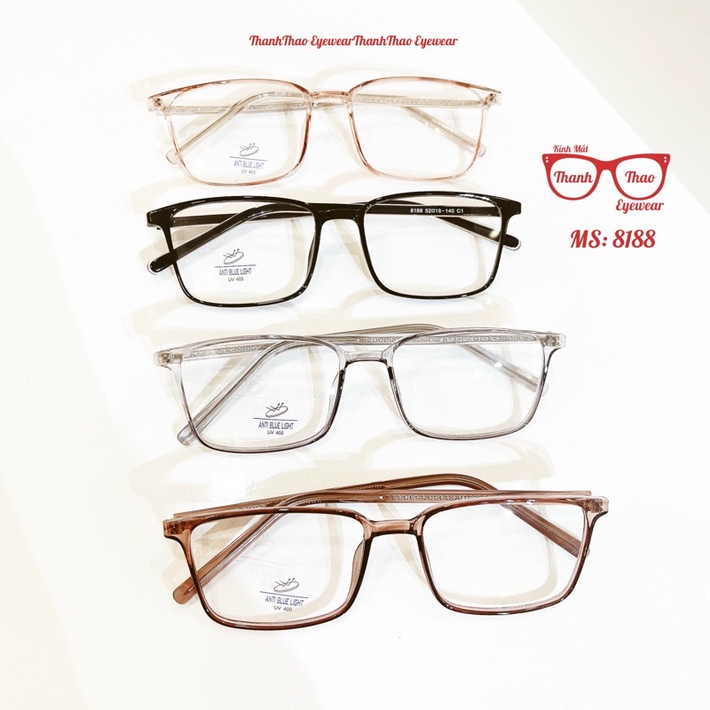 Gọng Kính Cận Nữ Vuông Chữ Nhật Mảnh Nhựa Dẻo Chống Ánh Sáng Xanh 8188 - THANHTHAO EYEWEAR