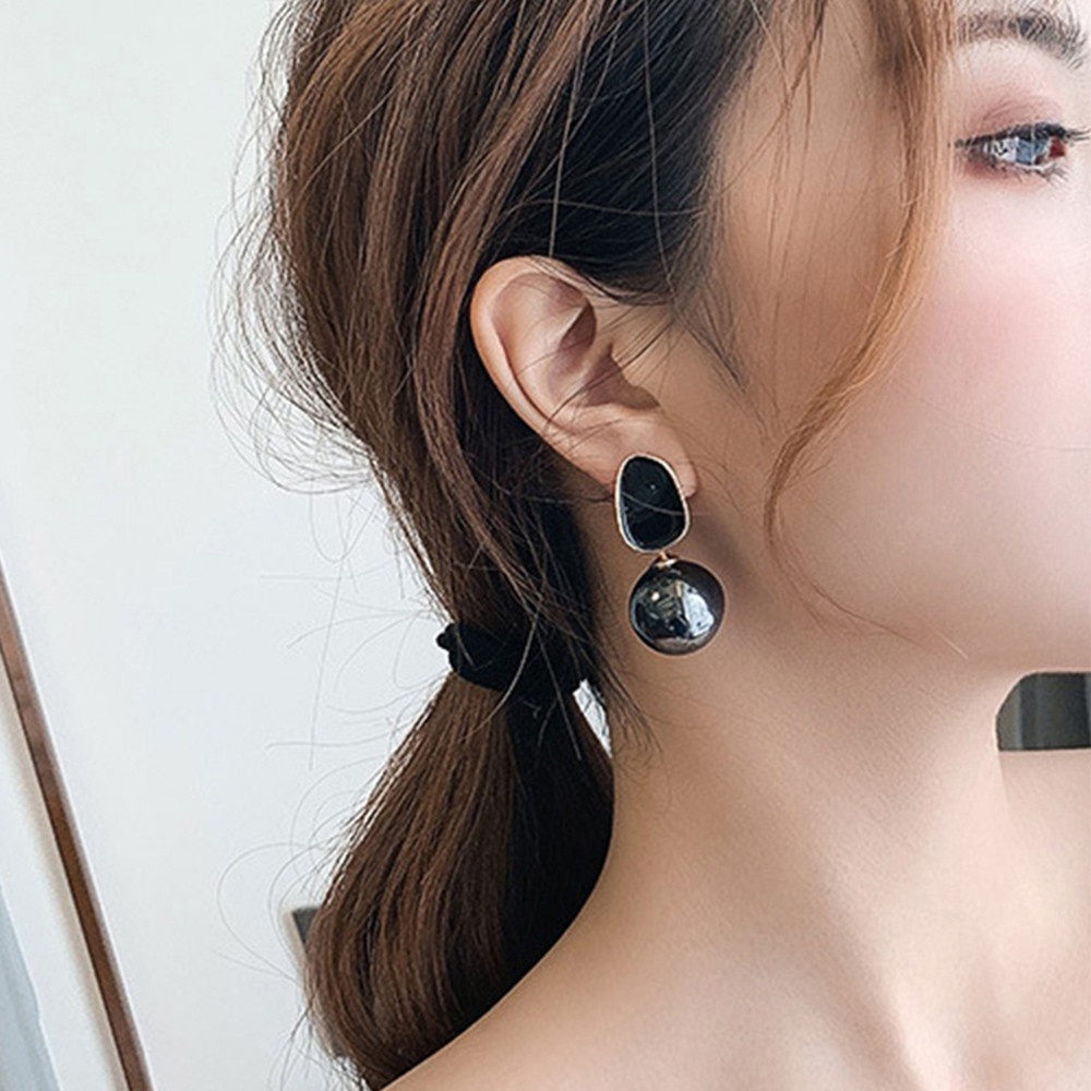 Khuyên Tai Dáng Dài Bằng Hợp Kim Đính Ngọc Trai Nhiều Màu Thời Trang Hàn Quốc Cho Nữ