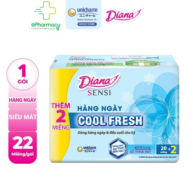 BVS Hằng Ngày Diana Sensi - Băng Vệ Sinh Diana Hàng Ngày SenSi Cool Fresh 40 miếng/Gói