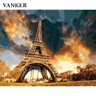 Tranh Sơn Dầu Nghệ Thuật Hình Tháp Eiffel 40x50cm