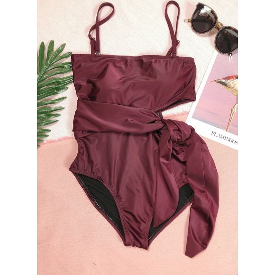 Bikini 1 mảnh 2 dây khoét eo, bộ bơi liền buộc nơ hông cho nữ Bikini191