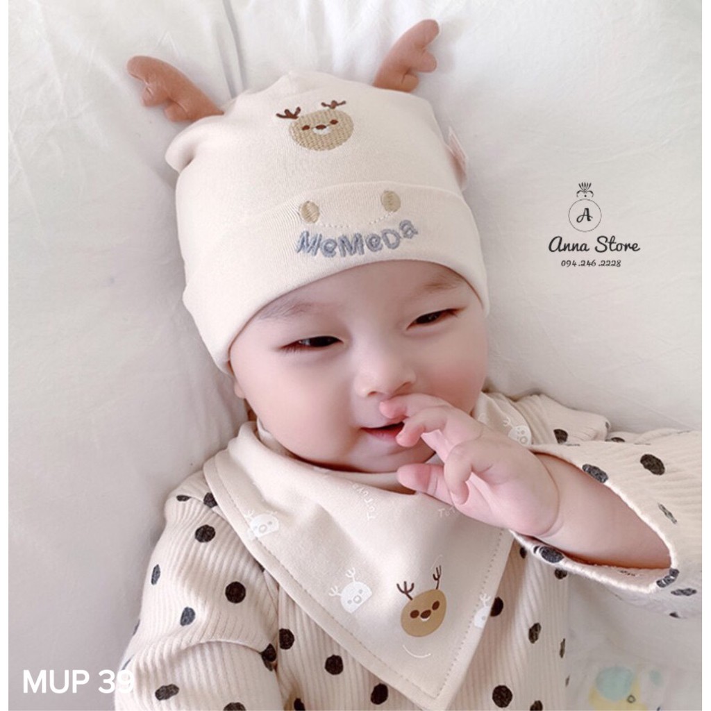 MUP 39 : Set mũ kèm khăn cho bé 3-12m , vòng đầu 38-46cm