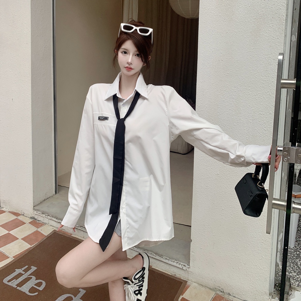 [Mã BTS23 giảm đến 30k đơn 150k] Áo Kiểu Dáng Rộng Phong Cách Cổ Điển Thời Trang Mùa Thu Mới Cho Nữ