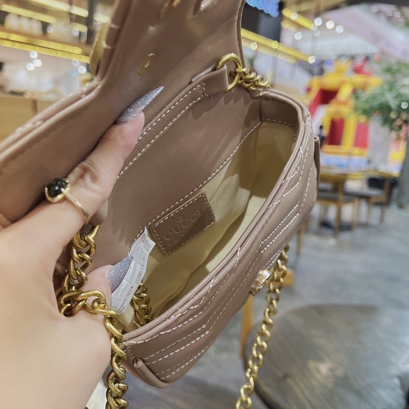 Túi đeo chéo mini nữ, túi Gc marmont tim 18cm dây xích hàng xuất dư