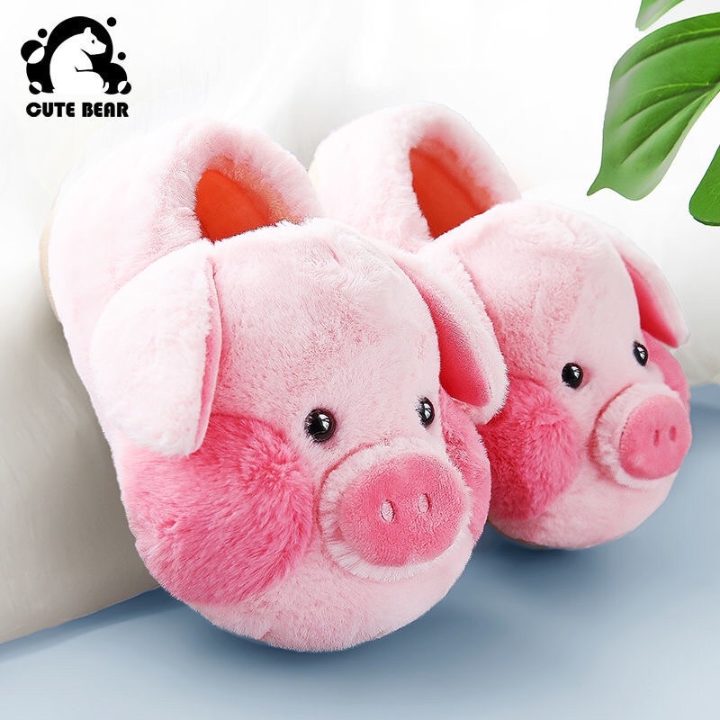 Dép bôn đi trong nhà hình chú heo dễ thương, Dép bông hình chú heo đi trong nhà chống trơn trượt bông kịn và đẹp