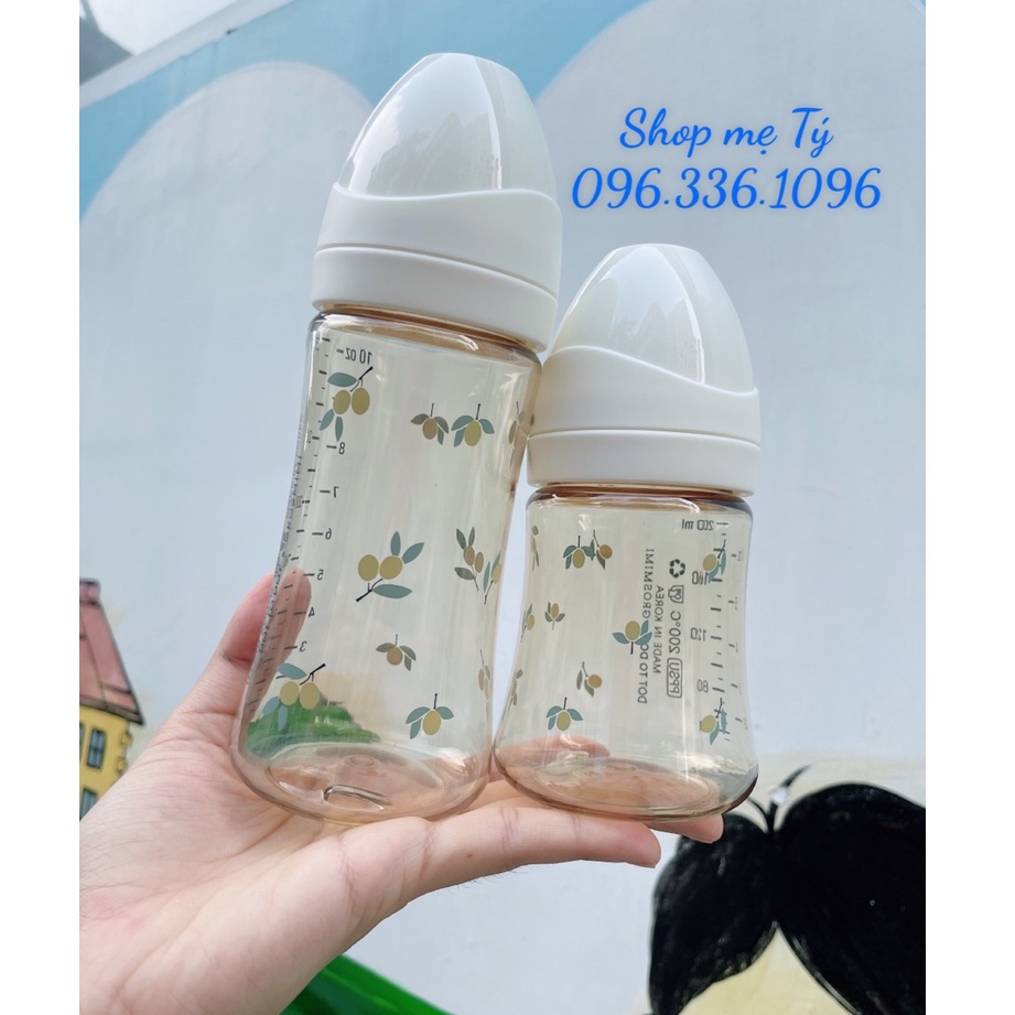 [TÁCH SET] Bình sữa Grosmimi Olive hoạ tiết Oliu nội địa Hàn cho bé size 200ml - 300ml