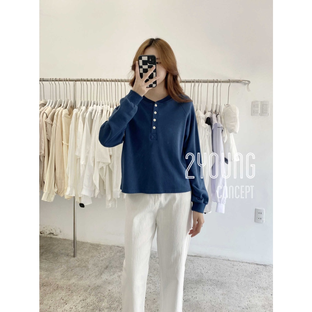 [2YOUNG] [ẢNH THẬT SHOP CHỤP] Áo sweater hàng nút, 6 nút trắng A919
