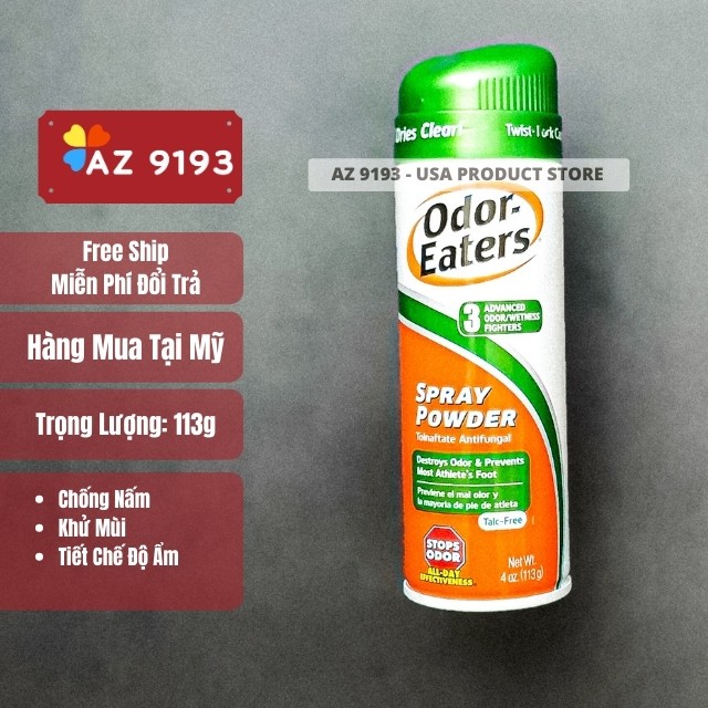 [Mua Tại Mỹ] Xịt Chân Odor - Eaters SPRAY POWDER 113g - Khô Thoáng Chân, Chống Nấm, Khử Mùi - Az 9193