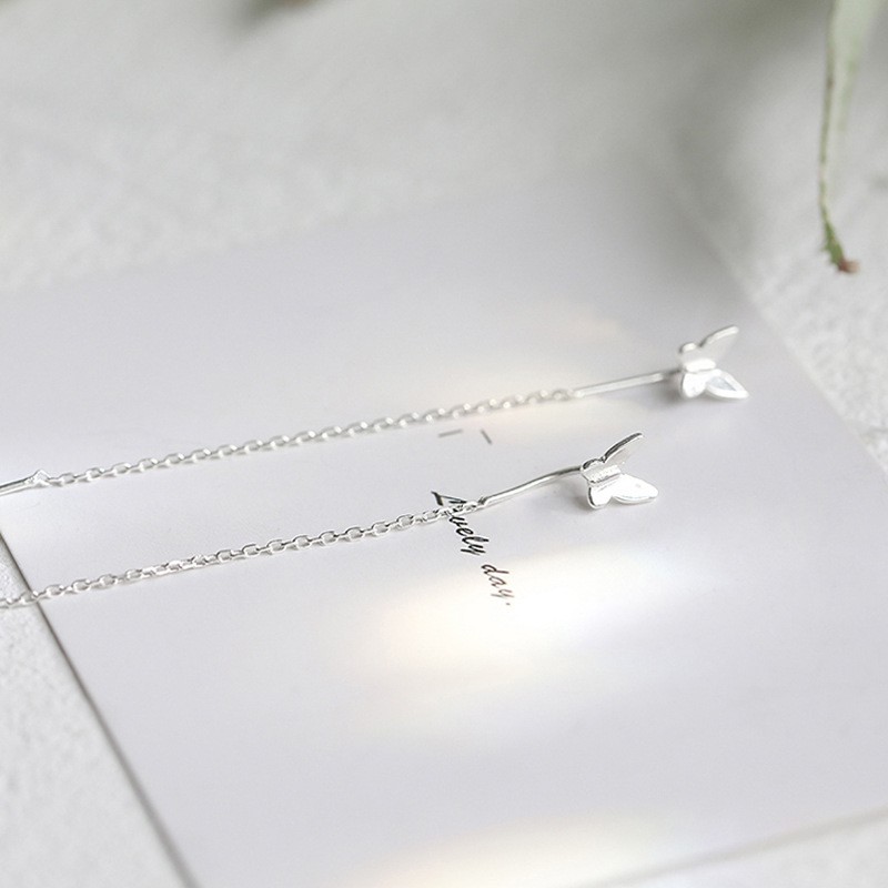 Đôi khuyên tai RINHOO dáng dài trang trí bươm bướm phong cách xinh xắn dành cho nữ