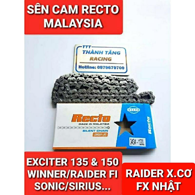 Sên Cam WINNER/RAIDER FI/RAIDER X.C/EXCITER 150/EXCITER 135/SIRIUS/FX... RECTO Made in MALAYSIA CHÍNH HÃNG