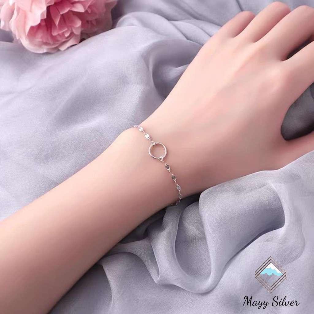 Lắc tay bạc Mayy Silver, vòng tay nữ mặt tròn basic xinh xắn  - Cici